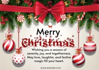 White Joyful Merry Christmas  Postcard template