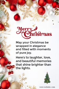 White Joyful Merry Christmas Poster template