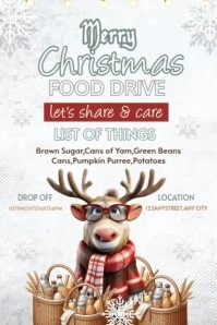 White Joyful Merry Christmas Poster template