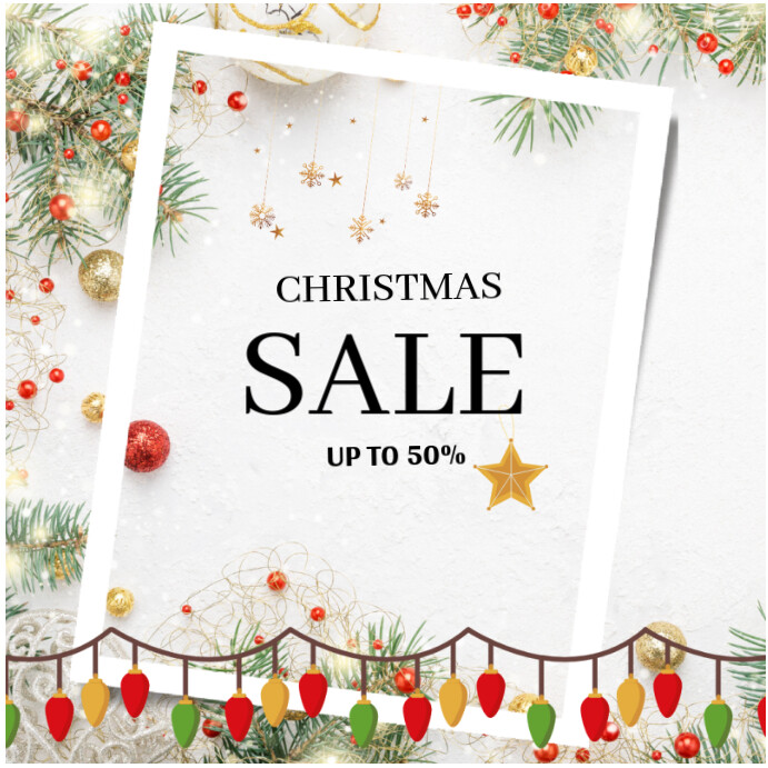 White Joyful Merry Christmas Sale Instagram Post Template | PosterMyWall