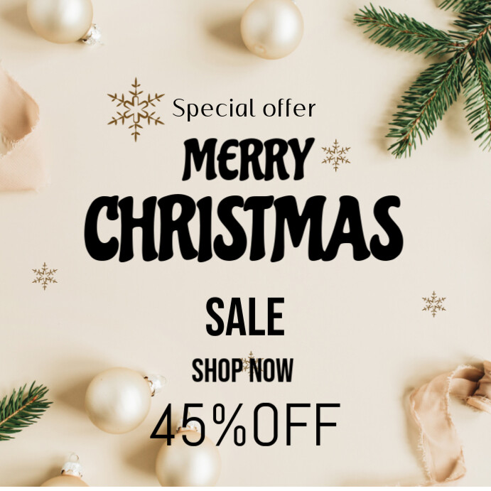 White Joyful Merry Christmas Sale Instagram Post Template | PosterMyWall