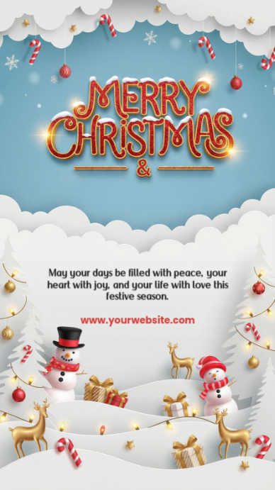 White Joyful Merry Christmas Wish Instagram Story Template | PosterMyWall