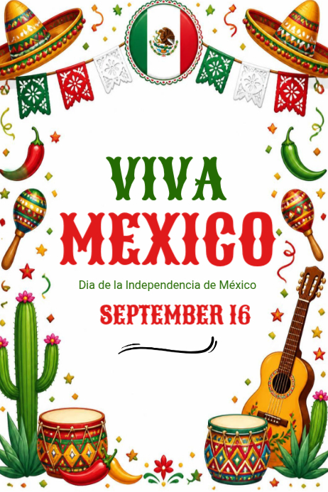 Plantilla de White Joyful Mexican Independence Day Poster | PosterMyWall
