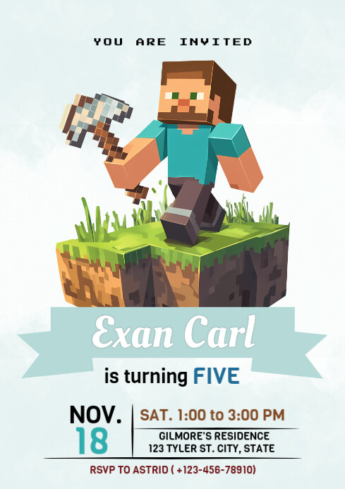 Copy of White Joyful Minecraft Birthday A4 | PosterMyWall