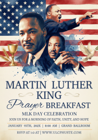 White Joyful Mlk Prayer Breakfast Flyer A4 template