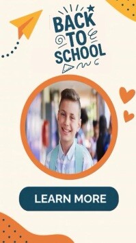 White Joyful Modern Back To School Social Media Flyer With Student Frame Instagram Reel template