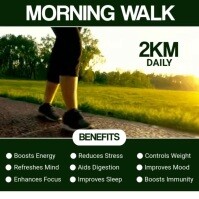 White Joyful Morning Walk Benefits Instagram Post template