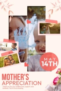 White Joyful Mother's Appreciation Day  Poster Póster template