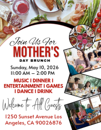 White Joyful Mother's Day Brunch Flyer template