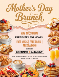 White Joyful Mother's Day Brunch Flyer template