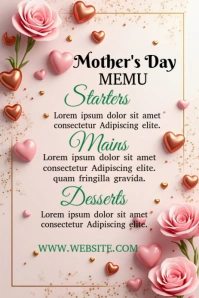 White Joyful Mother's Day Menu  Pinterest Graphic template