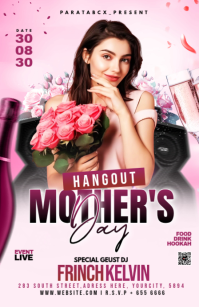 White Joyful Mother's Day Party Event Half Page Wide template