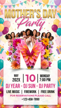 White Joyful Mother's Day Party Instagram Story template