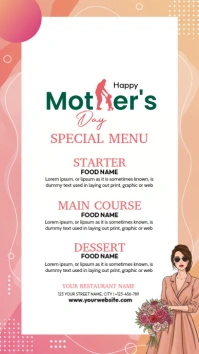 White Joyful Mother's Day Special Menu Instagram  Instagram Story template