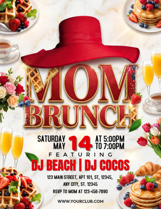 White joyful mother's day brunch flyer Template | PosterMyWall
