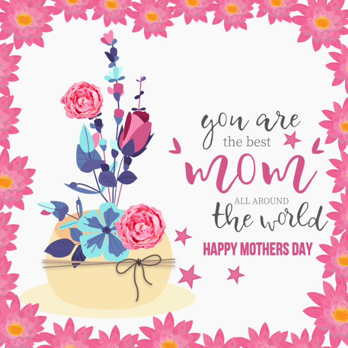 White Joyful Motherds Day , Happy Mothers Day Instagram Post Wpis na Instagrama template