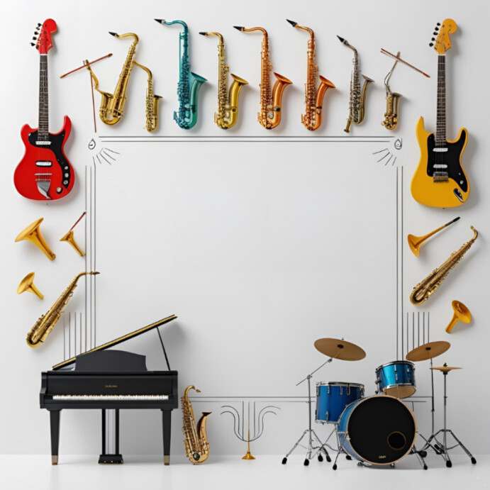 Copy of White Joyful Musical Instruments Frame Poster Instagram Post ...