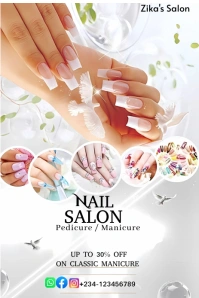 White Joyful Nail Salon Pinterest Graphic template