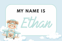 White Kids Name Tag Label Template