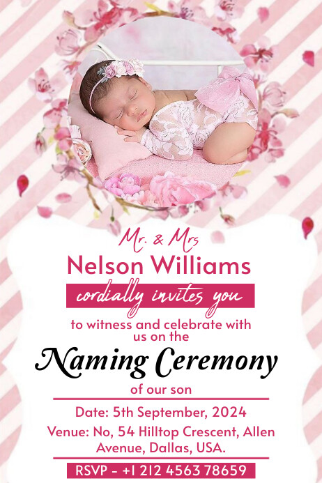 White Joyful Naming Ceremony Invitation Poste Poster template