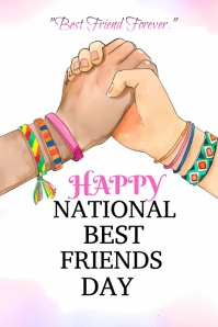 White Joyful National Best Friend Day Poster template