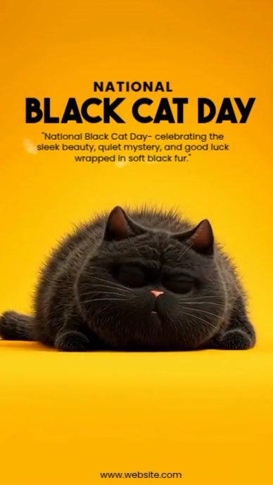 White Joyful National Black Cat Day Instagram Reel Template | PosterMyWall