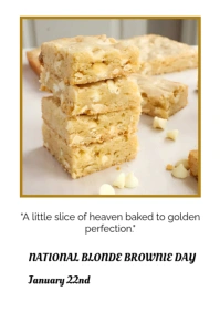 White Joyful National Blonde Brownie Day A3 template