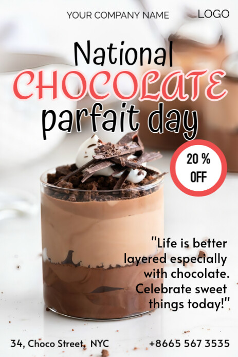 Parfait Front Design White Joyful National Chocolate Parfait Day Pinterest Graphic Template ...