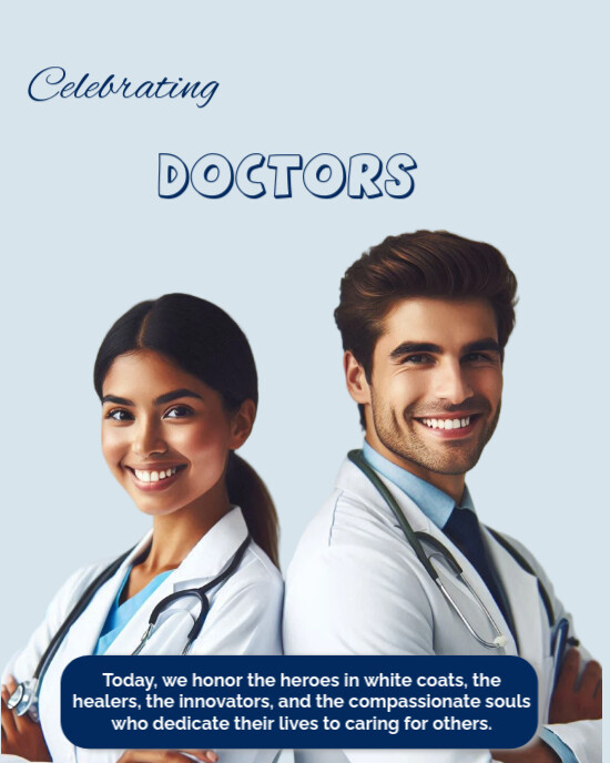 White Joyful National Doctors' Day  Instagram Portrait template