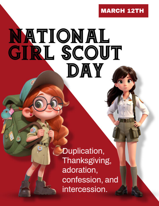 White Joyful National Girl Scout Flyer (us Letter) template