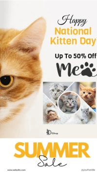White Joyful National Kitten Day Instagram Story template
