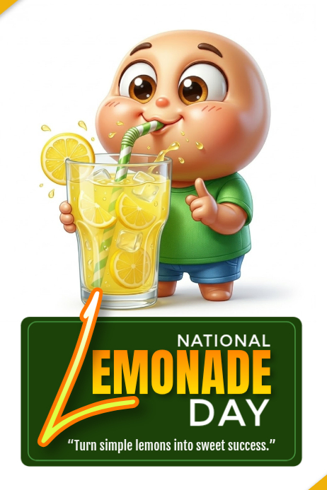 White Joyful National Lemonade Day Poster Template | PosterMyWall
