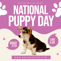 White Joyful National Puppy Day Instagram Post template