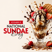白色 National Sundae Day Instagram-Beitrag Template