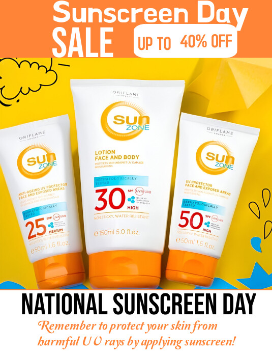 White Joyful National Sunscreen Day  Flyer (u template