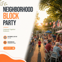 White Joyful Neighborhood Block Party Instagram Post Wpis na Instagrama template