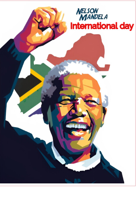 White Joyful Nelson Mandela Day Template  Poster Cartaz