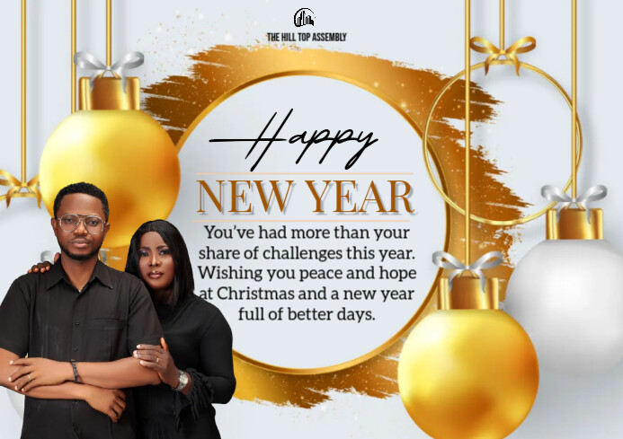 White Joyful New Year A3 template