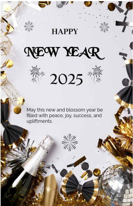 White Joyful New Year  Half Page Wide Halfbladsy Breed template