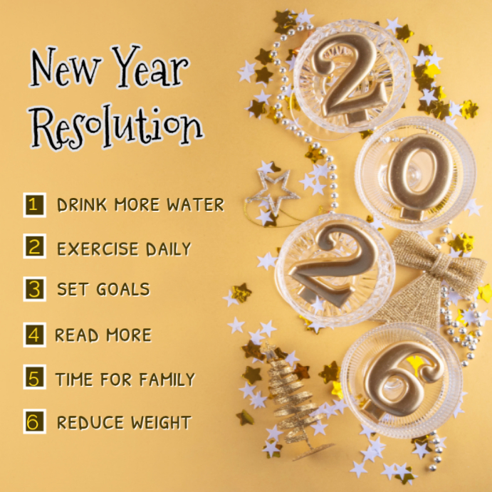 Ny Resolution Post White Joyful New Year Resolution Instagram Post Template | PosterMyWall