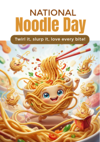 白色 Noodle Day Celebration A4 Template