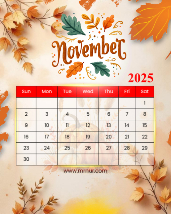 White Joyful November Calender Instagram Portrait Templat | PosterMyWall