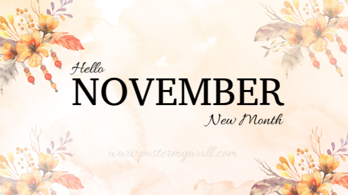 White Joyful November Digital Display (16:9) template