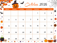 Branco October 2026 Calendar 演示 Template