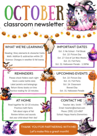White Classroom Newsletter A6 Template