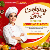White Online Cooking Classes Instagram 帖子 Template