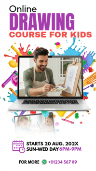 White Joyful Online Drawing Classes Instagram Story template