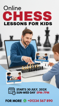 White Joyful Online Kids Chess Instagram Story template