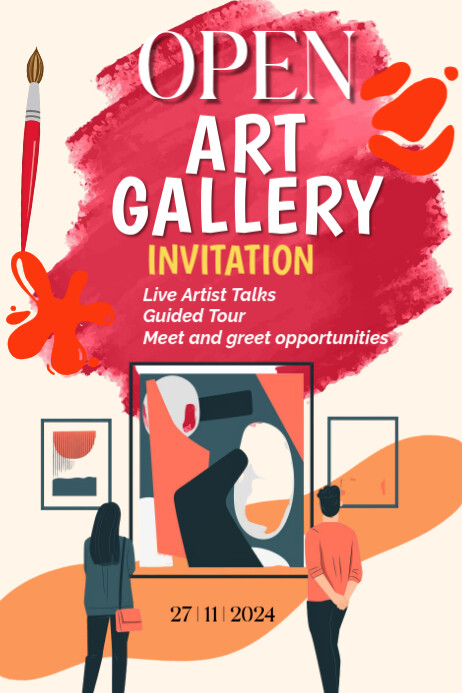 White Joyful Open Art Gallery Invitation Poster Template | PosterMyWall