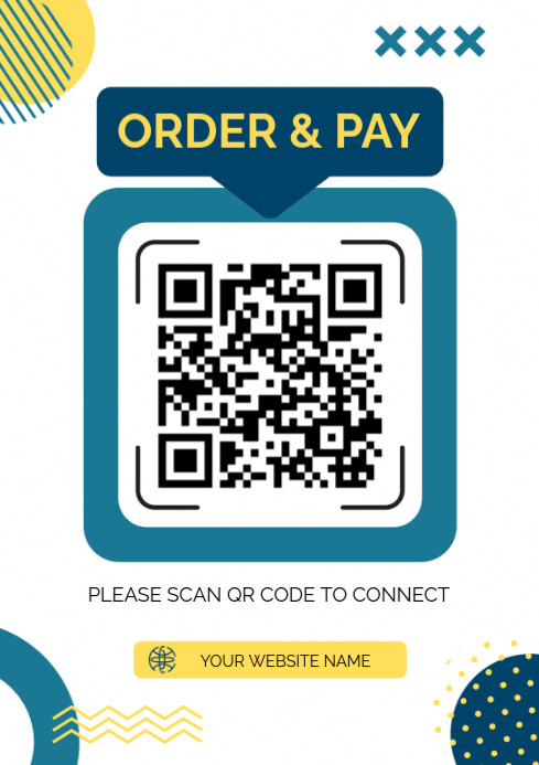 White Joyful Order And Pay Scan Qr Code Flyers  A4 template
